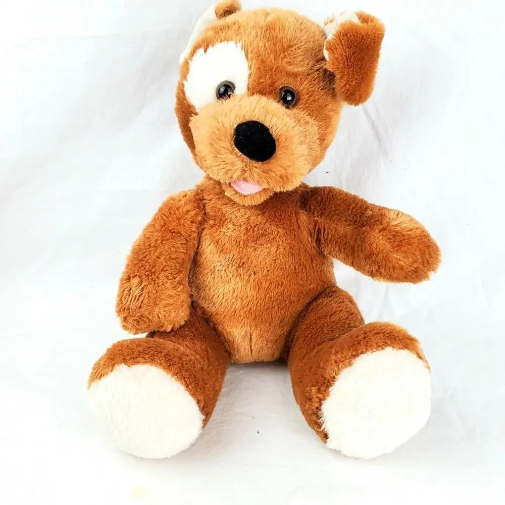 Build a Bear Sound Plush Dog Light Brown Puppy Doll with White on One Eye Barks